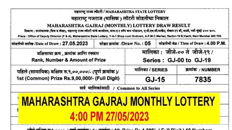 Maharashtra State 28.3.2024 Gajraj Monthly Lottery Result .